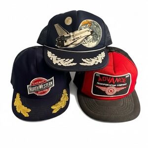 Vtg Trucker Hats Advance Transportation North Western Systems NASA Space